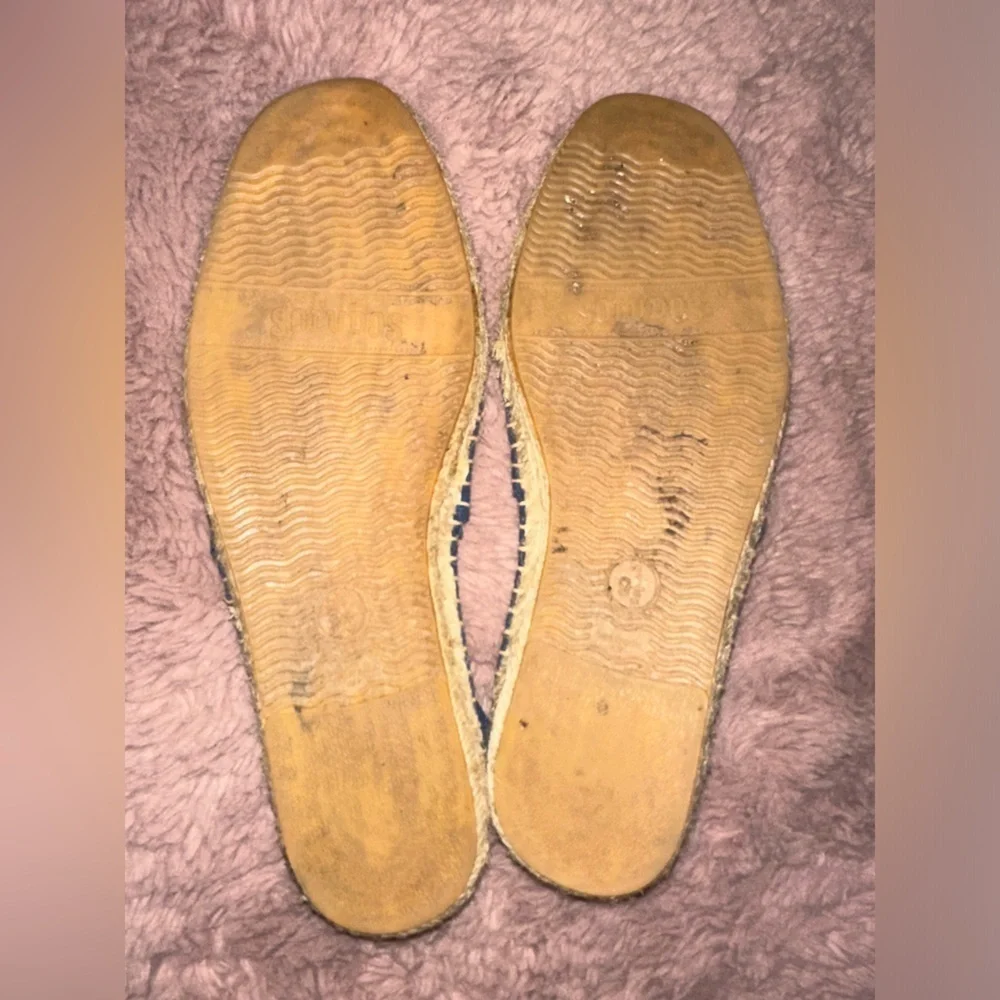 Soludos women’s espadrille blue slip on flats 9.5 vacation spring summer